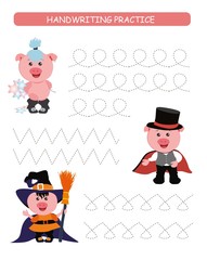 Handwriting practice worksheet. Educational children game. Writing training. 