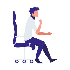 elegant businessman seated in office chair