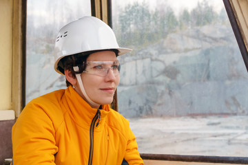 female heavy equipment operator