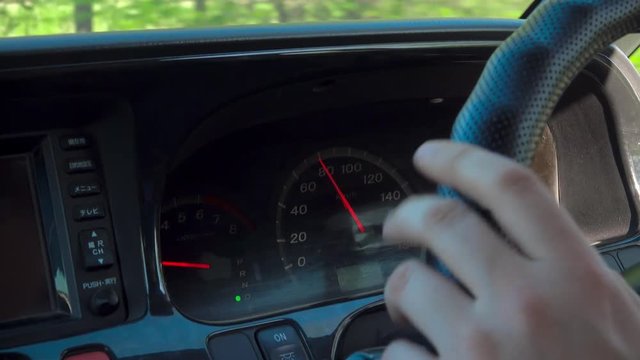 Car speedometer 80 kilometers per hour.