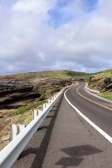 Coastline highway along the south shore of Oahu, Hawaii