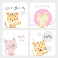 cute animal card vector illustration isolated