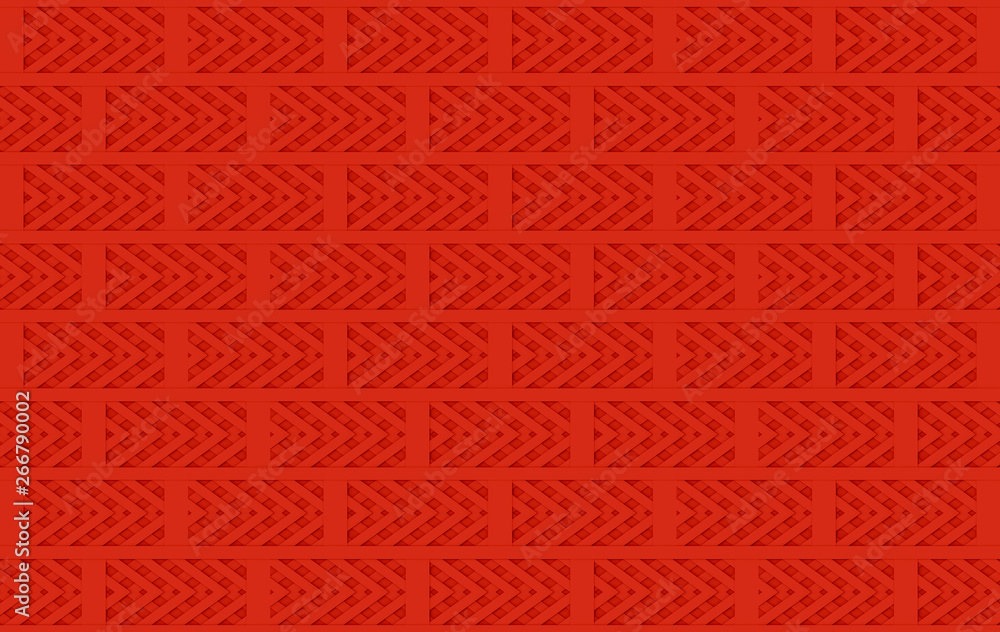 Poster 3d rendering. modern seamless red brick block design pattern stack wall background.