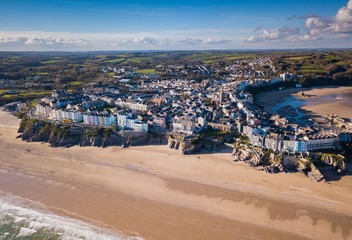 Tenby Pembrokshire Wales Great Britain Aerial View