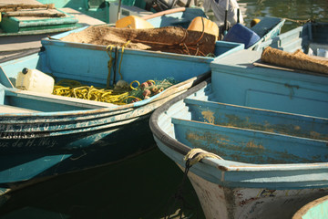 Fototapeta na wymiar Colorful fishing boats