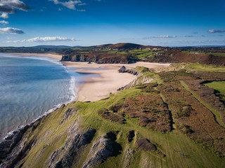 Three Cliffs Bay Gower Peninsula Wales Great Britain Aerial View