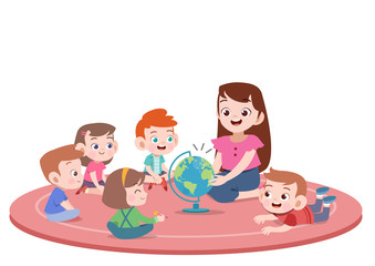 teacher with student vector illustration isolated