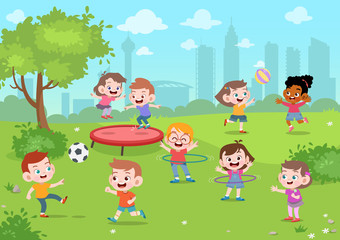 Obraz na płótnie Canvas kids play in the park vector illustration