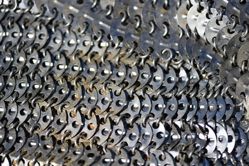 Partially view of a chainmail of a knight on a second hand market in Spain.