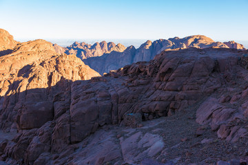 Amazing Sunrise at Sinai Mountain, Beautiful dawn in Egypt, Beautiful view from the mountain	