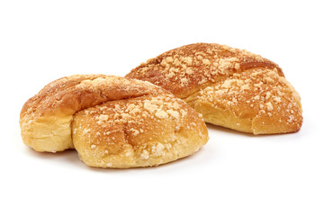 Bread rolls, sweet buns, close-up, isolated on white background