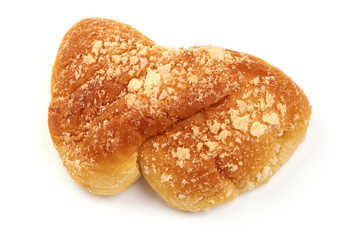 Bread rolls, sweet buns, close-up, isolated on white background
