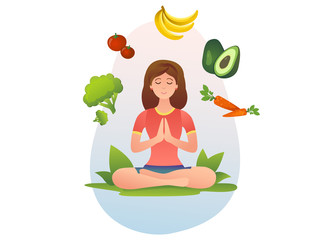 Obraz na płótnie Canvas Healthy food, vegan, vegetarian and yoga