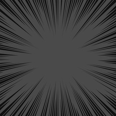 Obraz premium Black and grey radial lines comics style backround. Manga action, speed abstract. Universe hyperspace teleportation background. Vector illustration