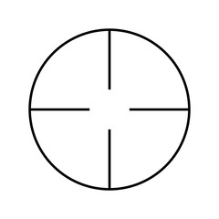 Sniper rifle aim isolated on white. Crosshair target choose destination icon. Aim shoot focus cursor. Bullseye mark targeting. Game aiming sight dot pointer. Vector illustration