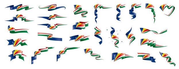Fototapeta na wymiar Seychelles flag, vector illustration on a white background