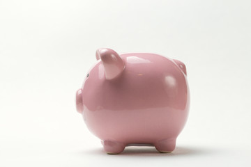 Piggy bank isolated on white background. View from above.