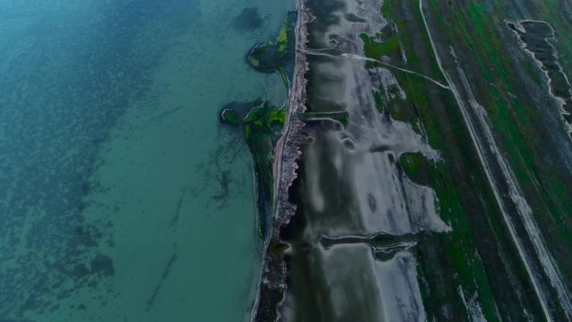Top view of the New Zealand ocean. Shot. Incredible view of the ocean from above