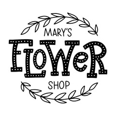Flower shop lettering logo.
