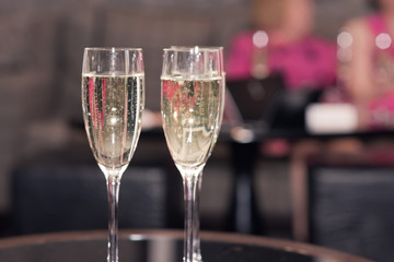 Champagne glasses at a party