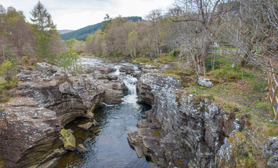 Invermoriston Falls  near New Invermoriston bridge near The Telford bridge River Moriston falls Invermoriston at Loch Ness Highlands Scotland Great Britain