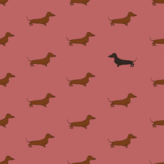 Seamless Pattern With Dachshund Dog.