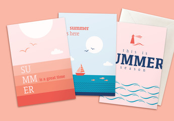 Summer Greeting Card Layouts with Maritime Theme