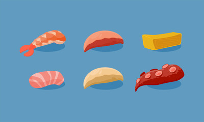 Sushi Sashimi Set Vector Illustration Icons