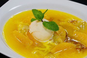 crepe suzette flambe, one of the traditional french dessert