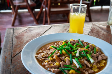 Stir fried pork with vegetable  in oyster sauce