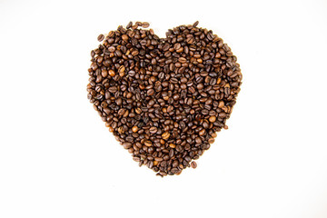 Coffee beans in shape of heart