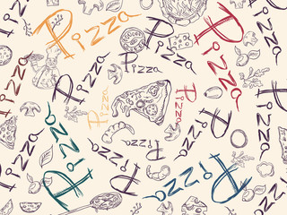 cover background_33_illustration, on the theme of Italian pizza cuisine, for decoration and design sticker of ingredients