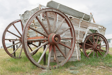 Fototapeta na wymiar close up of an old horse drawn wagon