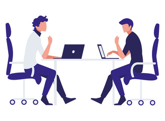 couple of businessmen seated in the office scene