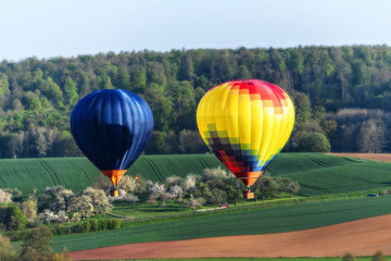 Fototapeta premium hot air balloons over fields