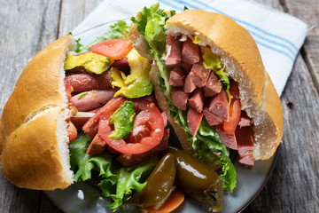 Mexican sausage sandwich 