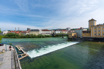 Obraz premium Steyr und Enns Zusammenfluss in Steyr