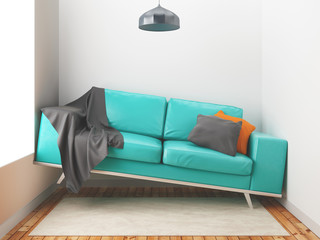 Modern living room, 3d rendering