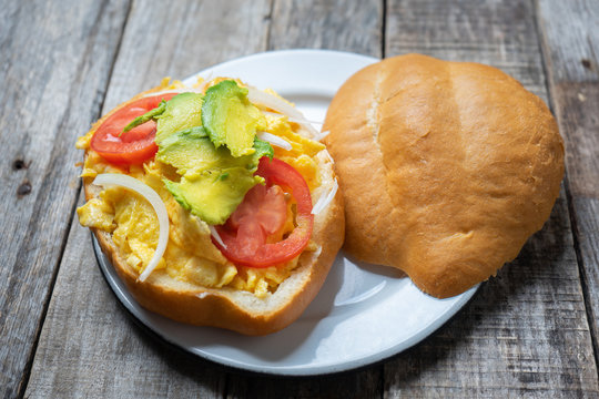 Mexican egg sandwich "torta"