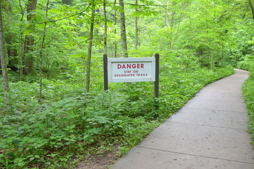 danger sign in the park 