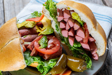 Mexican sausage sandwich 