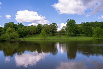 Fototapeta na wymiar Pond, Garden and Sky
