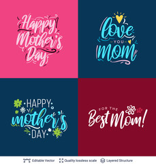 Set of greeting texts for Mother's Day holiday.