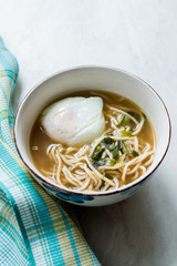 Homemade Japanese Ramen Noodle with Poached Eggs.