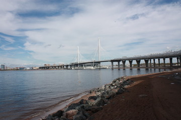 View of the highway on the racks of St. Petersburg  