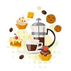 Vector infographic illustration with coffee and sweets design