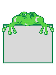 schild kröte frosch mauer rand hängen text feld schreiben name gesicht kopf quak amphibie comic cartoon clipart design lustig cool müde froschkönig prinz märchen liebe frühling tümpel