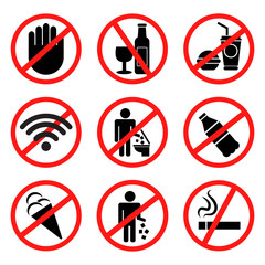 Prohibited Signs. Vector illustration.