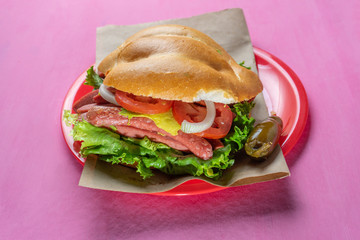 Mexican sausage sandwich 