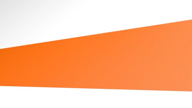 paint roller with blue handle rolls orange paint onto white wall - 3d animation.